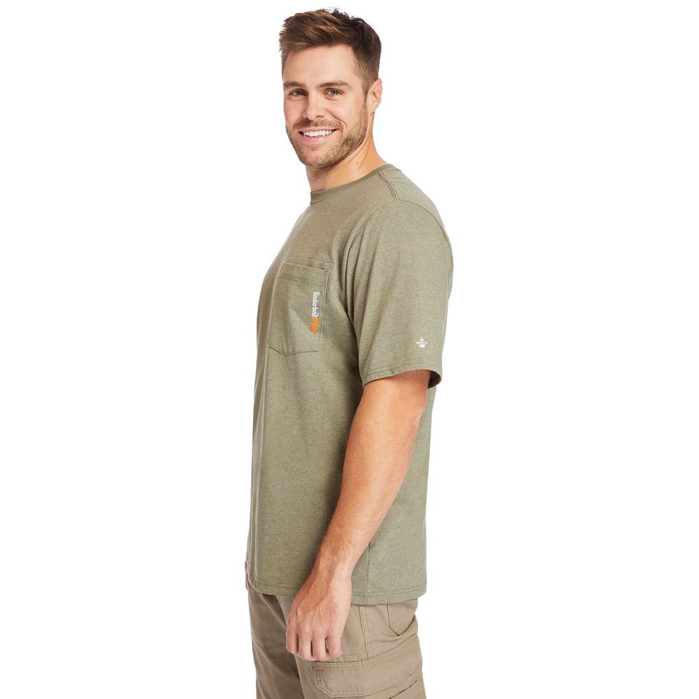 Timberland Μπλουζάκια Ανδρικα Ελιά - Pro® Big & Tall Base Plate Short-Sleeve - Greece 8736205-CS